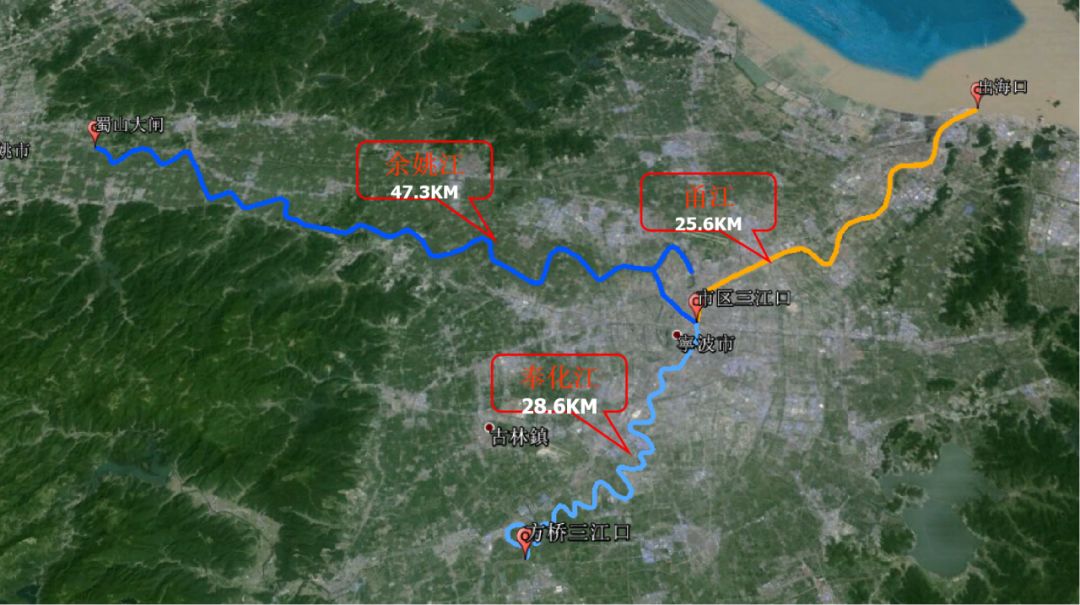 奉化江汇流后由甬江东流入海,是世界文化遗产浙东运河的重要组成部分